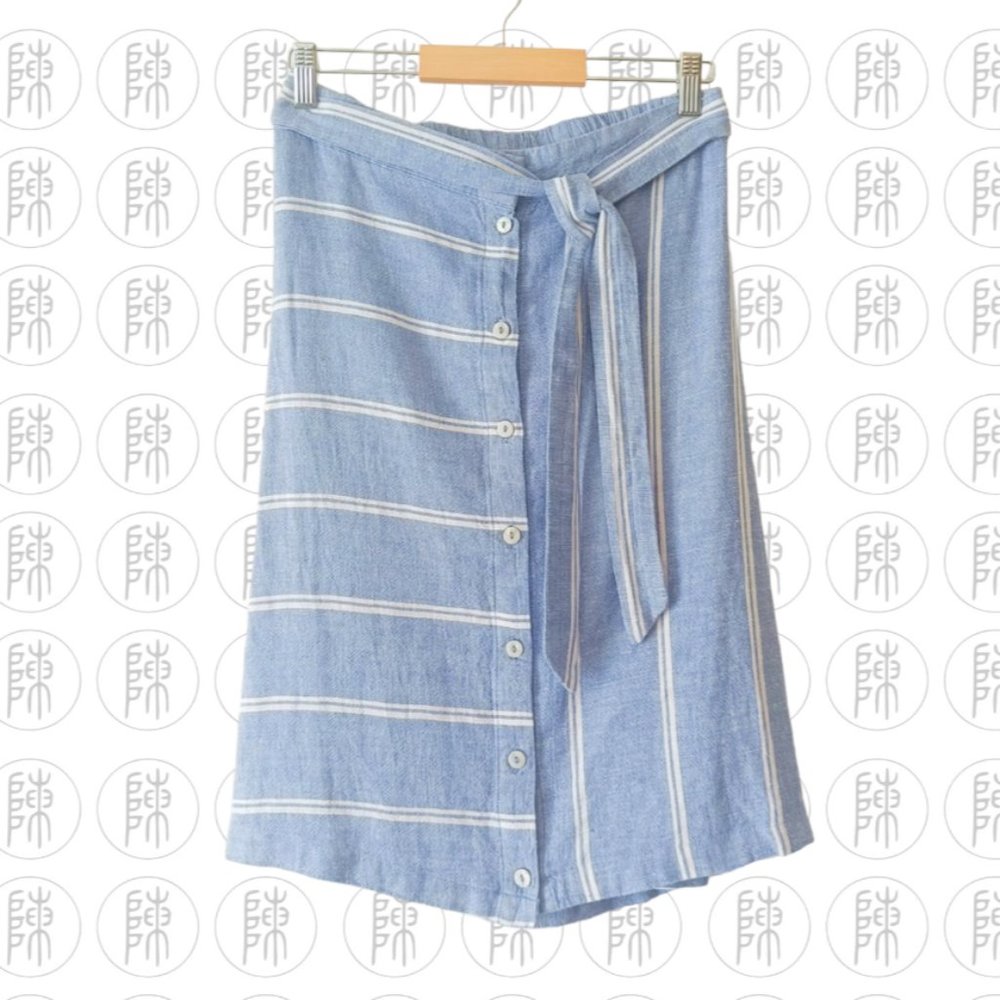 Blue And White Stripe George A Line Skirt - Picture 1 of 3